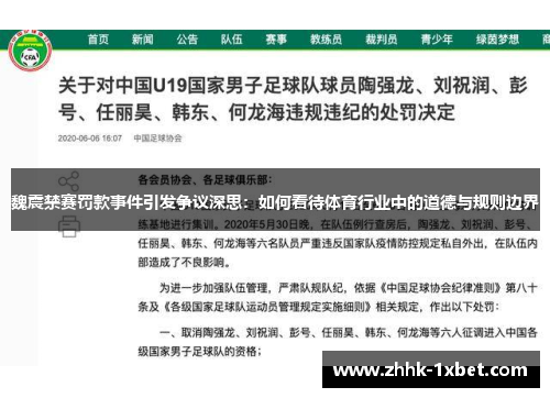 魏震禁赛罚款事件引发争议深思：如何看待体育行业中的道德与规则边界